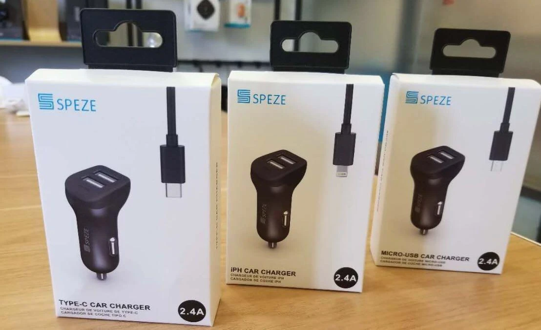 SPEZE CAR CHARGER 2.4 WITH IPHONE Cable- BLACK